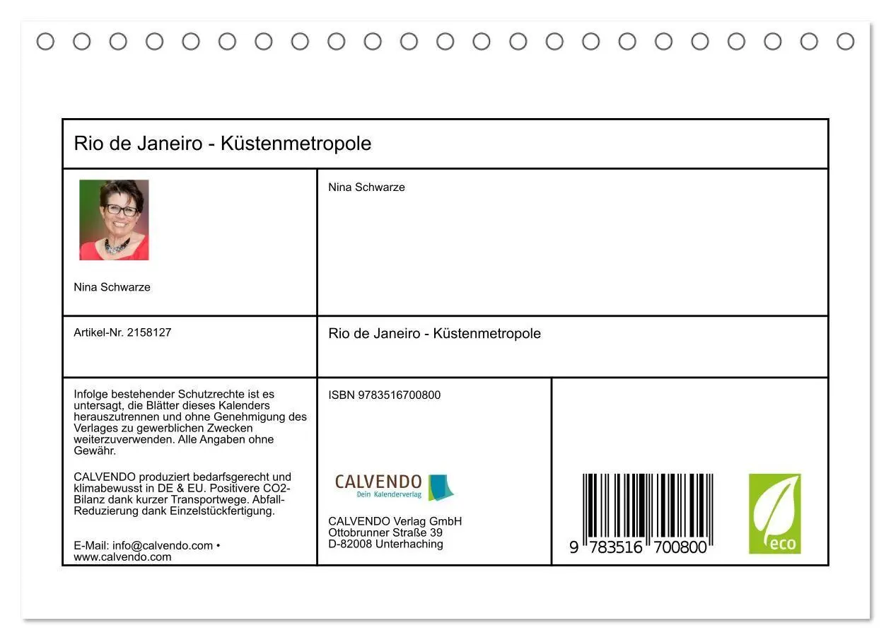 Bild: 9783516700800 | Rio de Janeiro - Küstenmetropole (Tischkalender 2026 DIN A5 quer),...