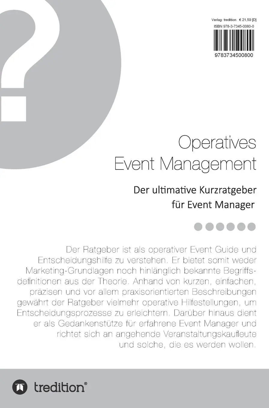 Rückseite: 9783734500800 | Operatives Event Management | Falk Trunz | Buch | 120 S. | Deutsch