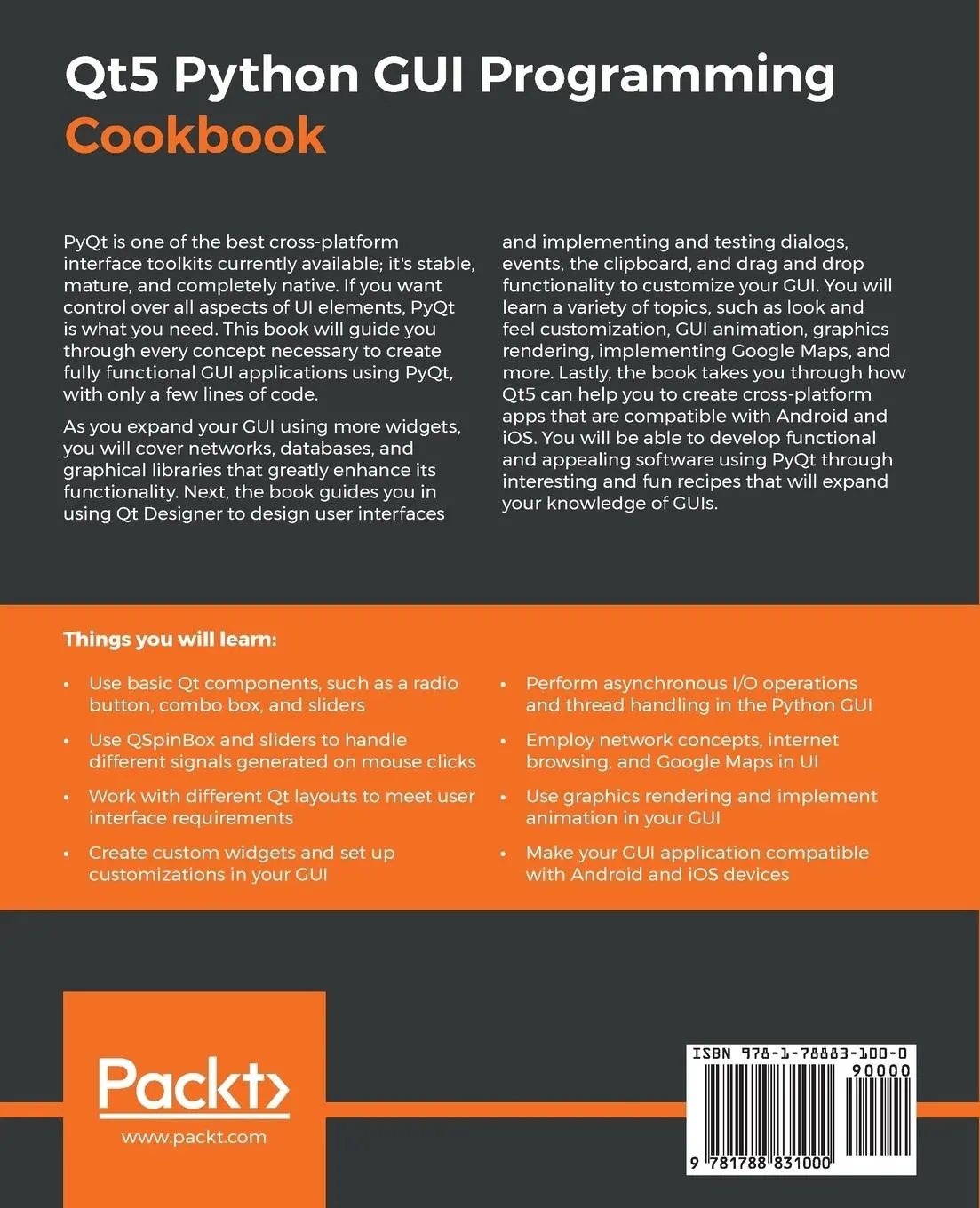 Rückseite: 9781788831000 | Qt5 Python GUI Programming Cookbook | B. M. Harwani | Taschenbuch