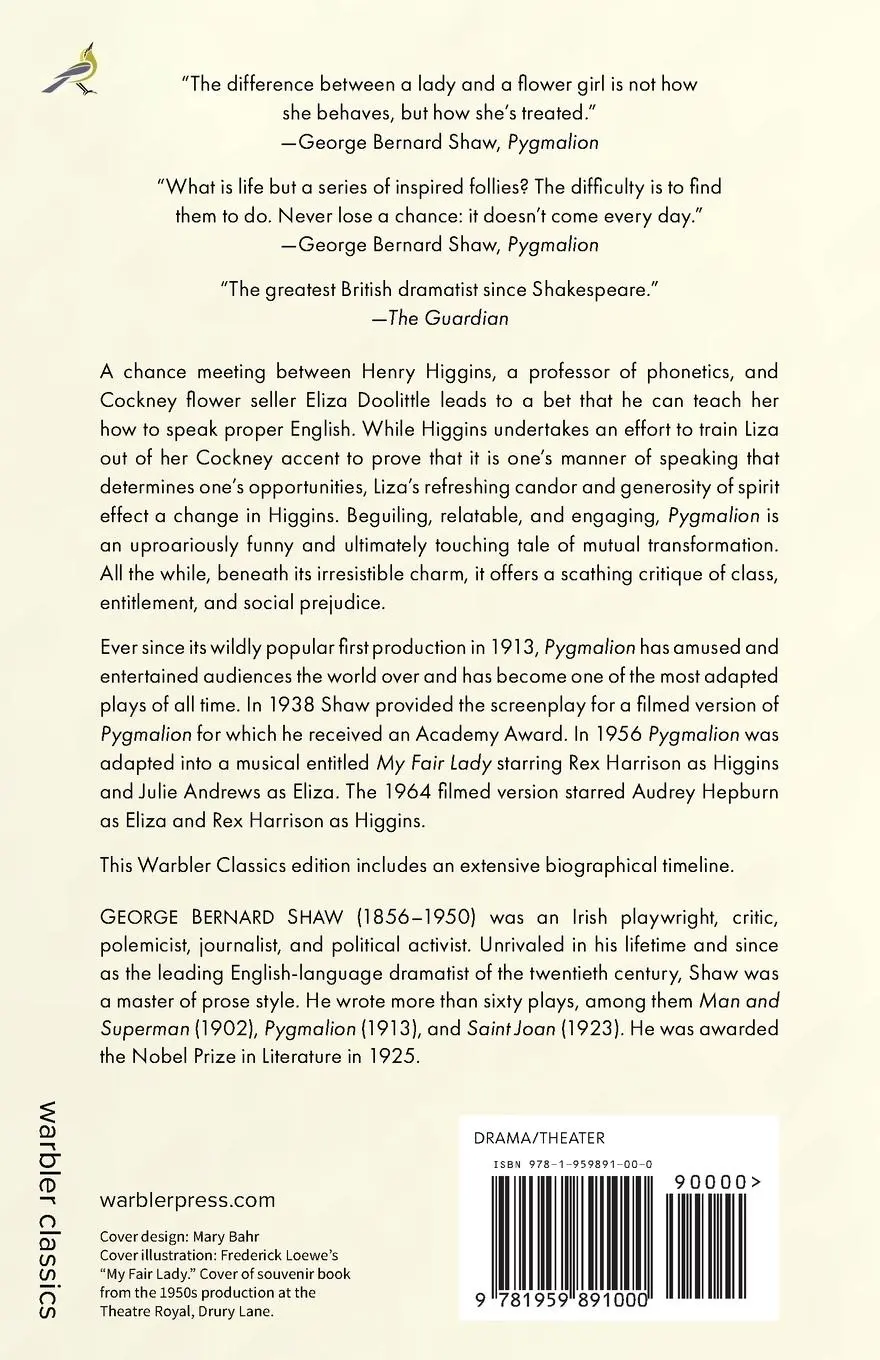 Rückseite: 9781959891000 | Pygmalion (Warbler Classics Annotated Edition) | George Bernard Shaw