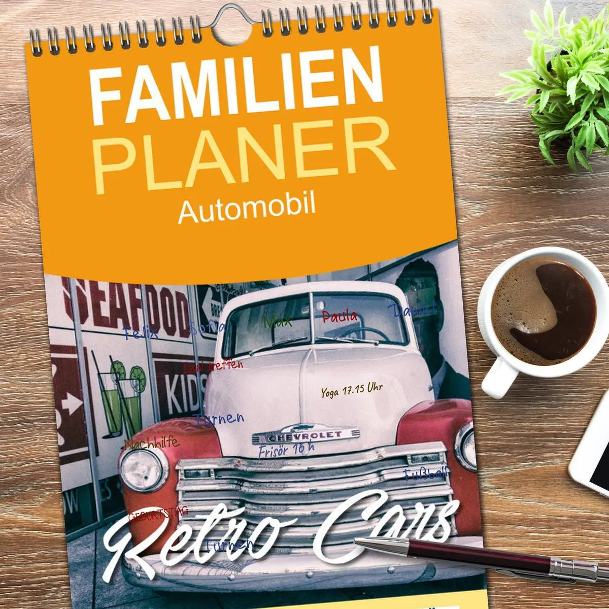 Bild: 9783516511000 | Familienplaner 2026 - Retro Cars mit 5 Spalten (Wandkalender, 21 x...