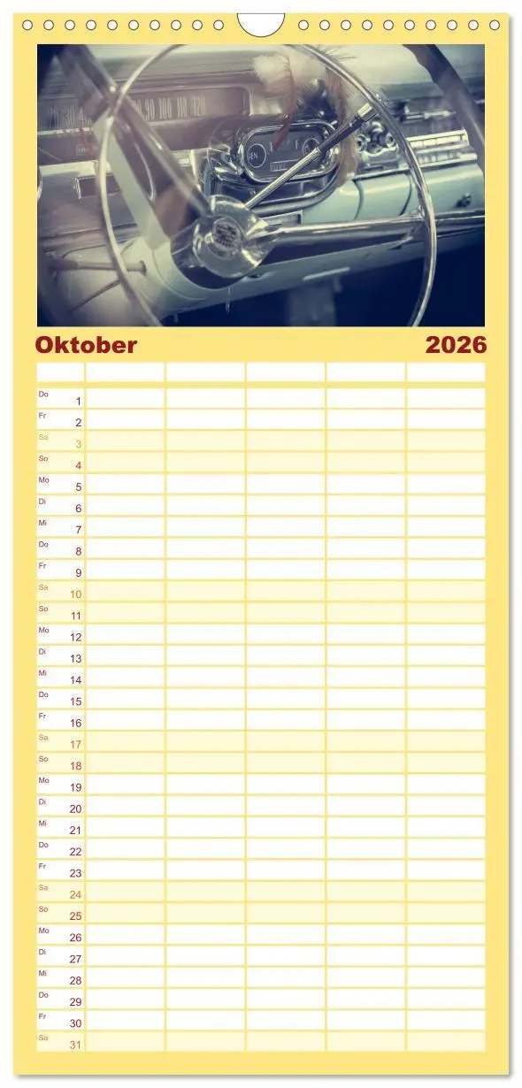 Bild: 9783516511000 | Familienplaner 2026 - Retro Cars mit 5 Spalten (Wandkalender, 21 x...
