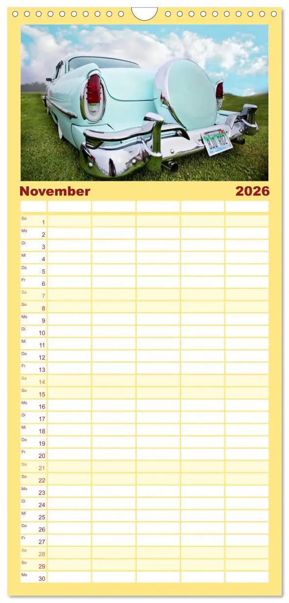 Bild: 9783516511000 | Familienplaner 2026 - Retro Cars mit 5 Spalten (Wandkalender, 21 x...