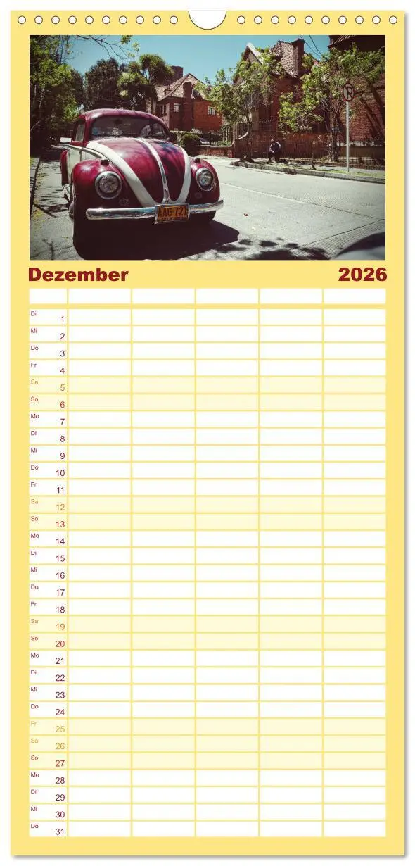 Bild: 9783516511000 | Familienplaner 2026 - Retro Cars mit 5 Spalten (Wandkalender, 21 x...