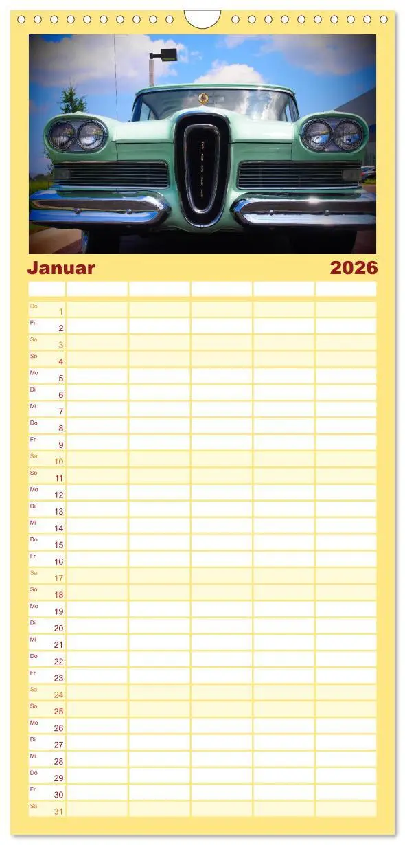 Bild: 9783516511000 | Familienplaner 2026 - Retro Cars mit 5 Spalten (Wandkalender, 21 x...