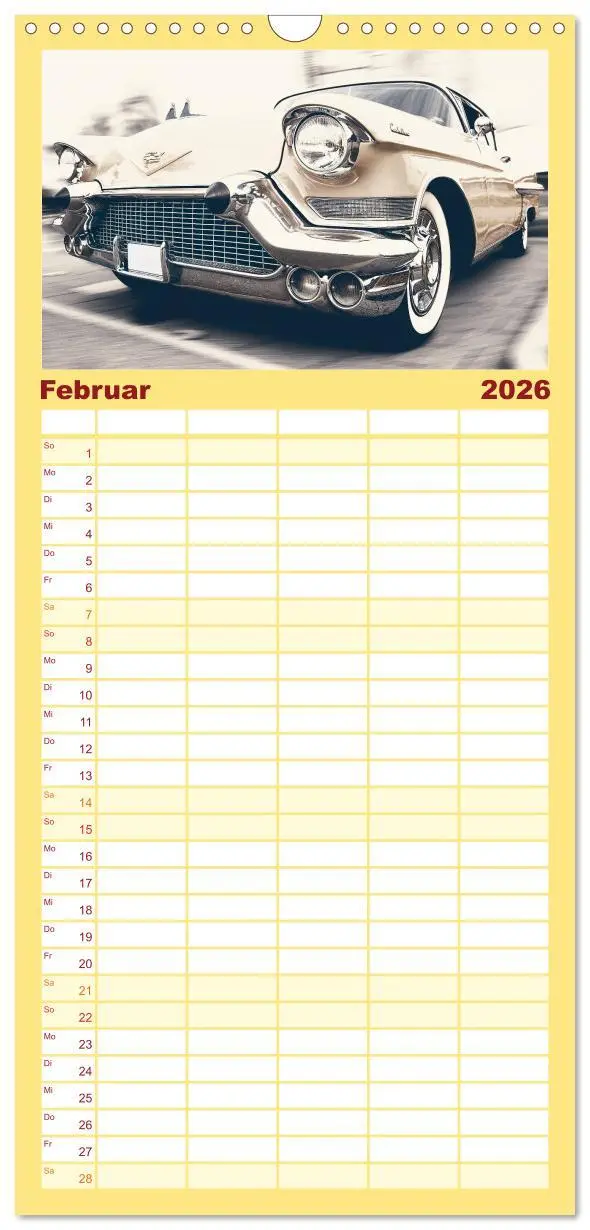 Bild: 9783516511000 | Familienplaner 2026 - Retro Cars mit 5 Spalten (Wandkalender, 21 x...
