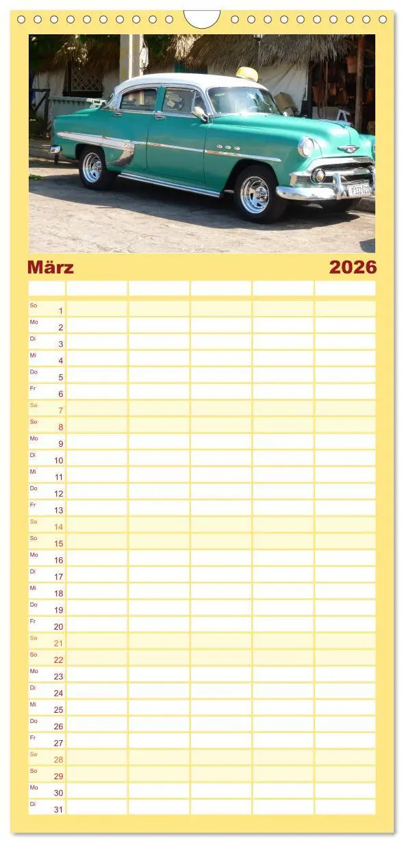 Bild: 9783516511000 | Familienplaner 2026 - Retro Cars mit 5 Spalten (Wandkalender, 21 x...