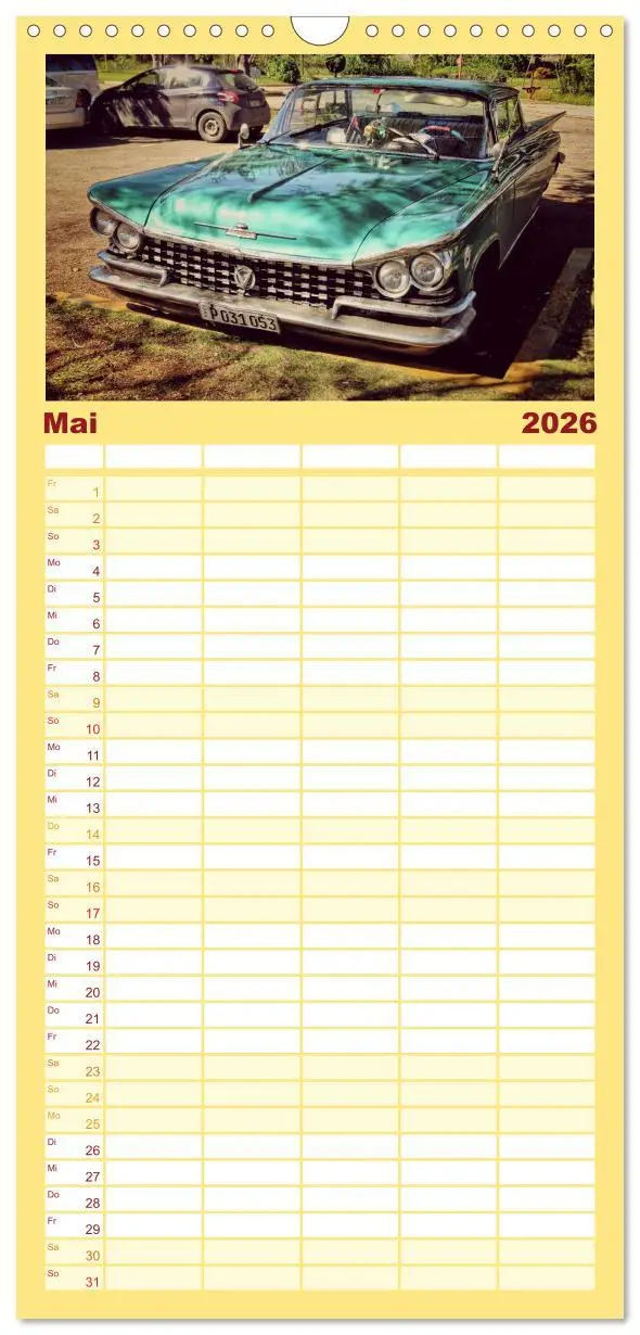 Bild: 9783516511000 | Familienplaner 2026 - Retro Cars mit 5 Spalten (Wandkalender, 21 x...