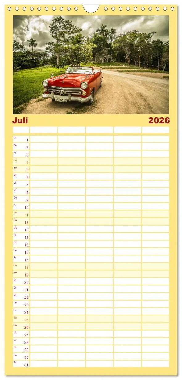 Bild: 9783516511000 | Familienplaner 2026 - Retro Cars mit 5 Spalten (Wandkalender, 21 x...