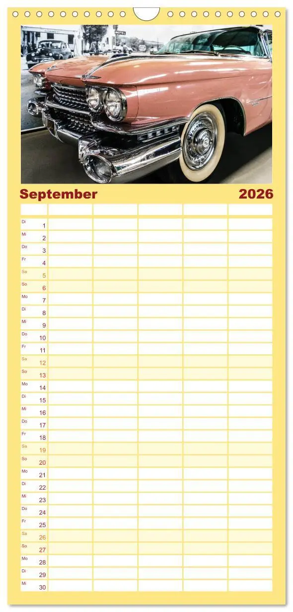 Bild: 9783516511000 | Familienplaner 2026 - Retro Cars mit 5 Spalten (Wandkalender, 21 x...
