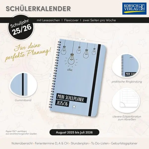 Bild: 9783731891000 | Schülerkalender Light on 2025/2026 | Verlag Korsch | Kalender | 128 S.