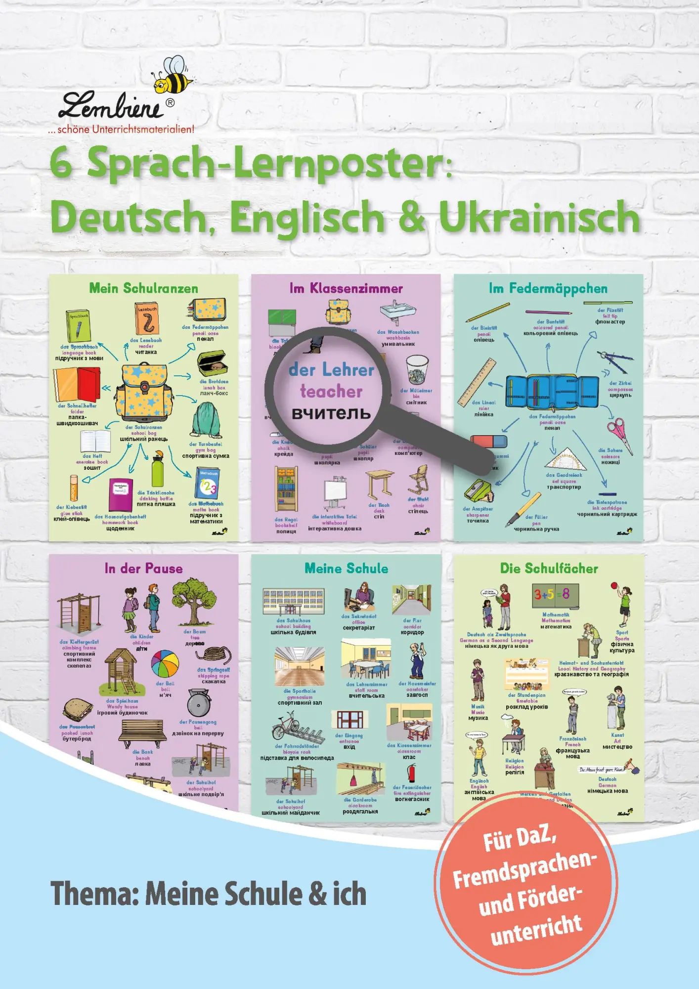 Cover: 9783746811000 | 6 Sprach-Lernposter: Deutsch, Englisch, Ukrainisch | Redaktionsteam