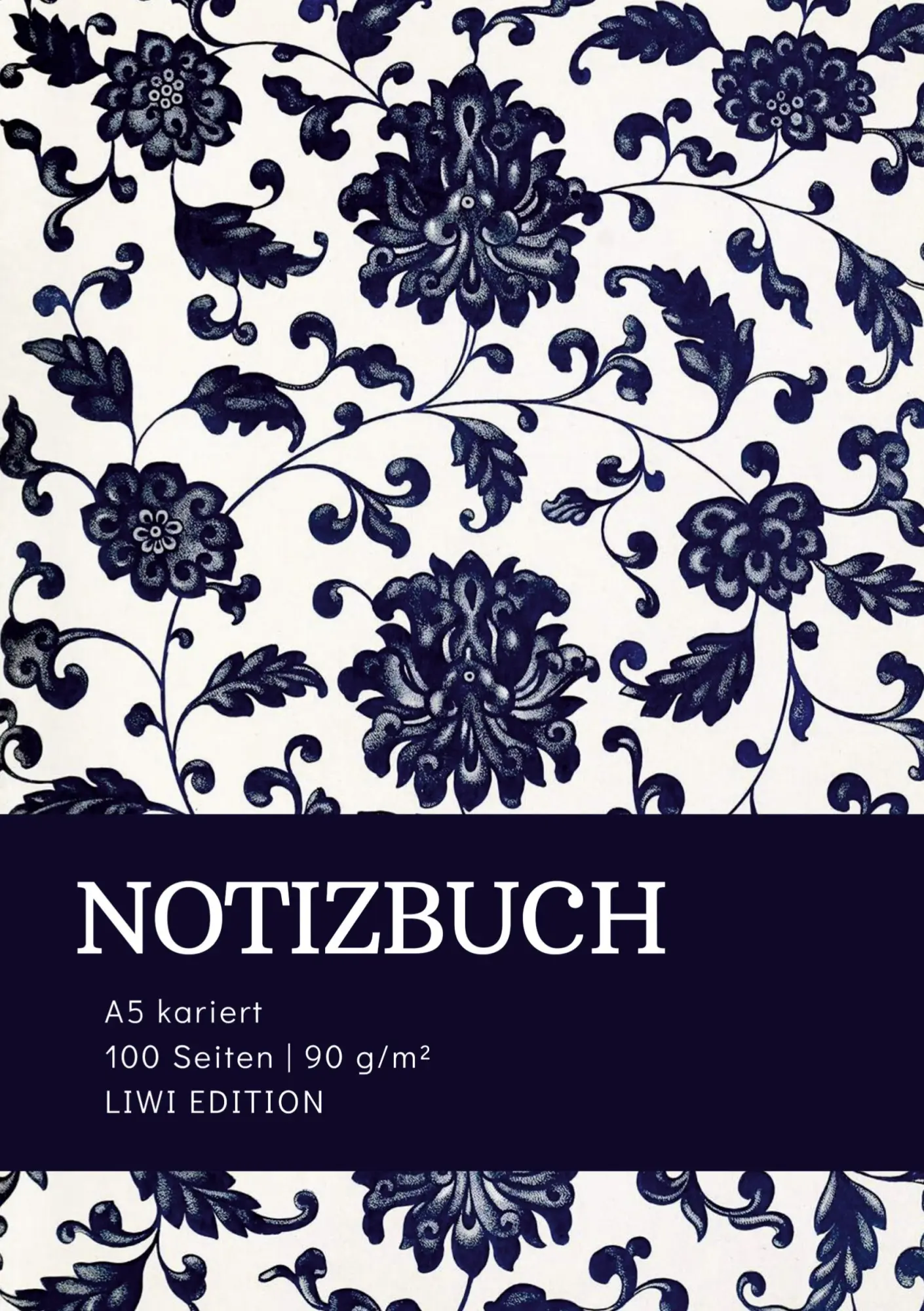 Cover: 9783753801100 | Floral blau - Notizbuch A5 kariert - 100 Seiten 90g/m² - Soft Cover...