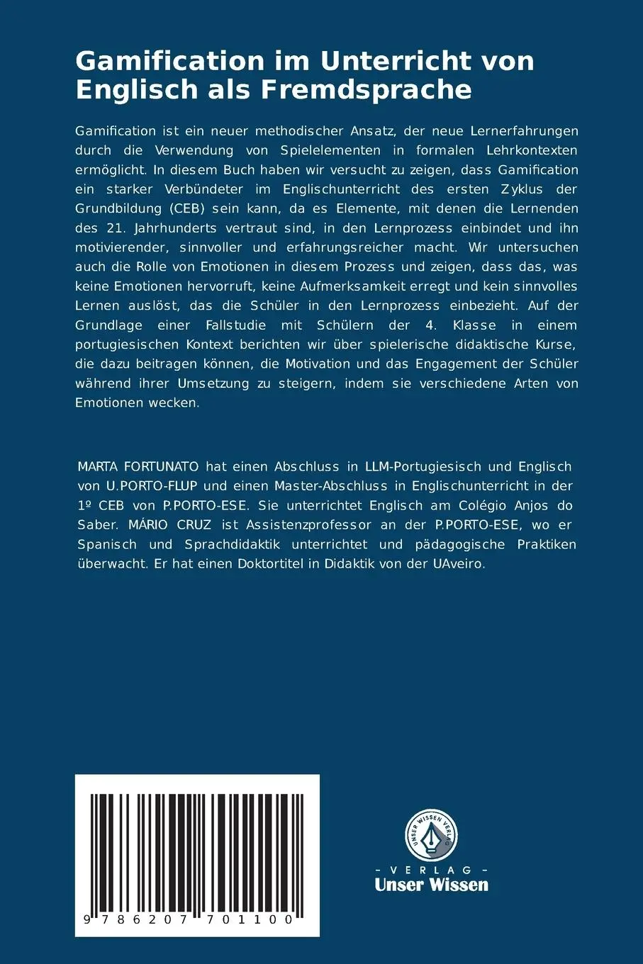 Rückseite: 9786207701100 | Gamification im Unterricht von Englisch als Fremdsprache | Taschenbuch