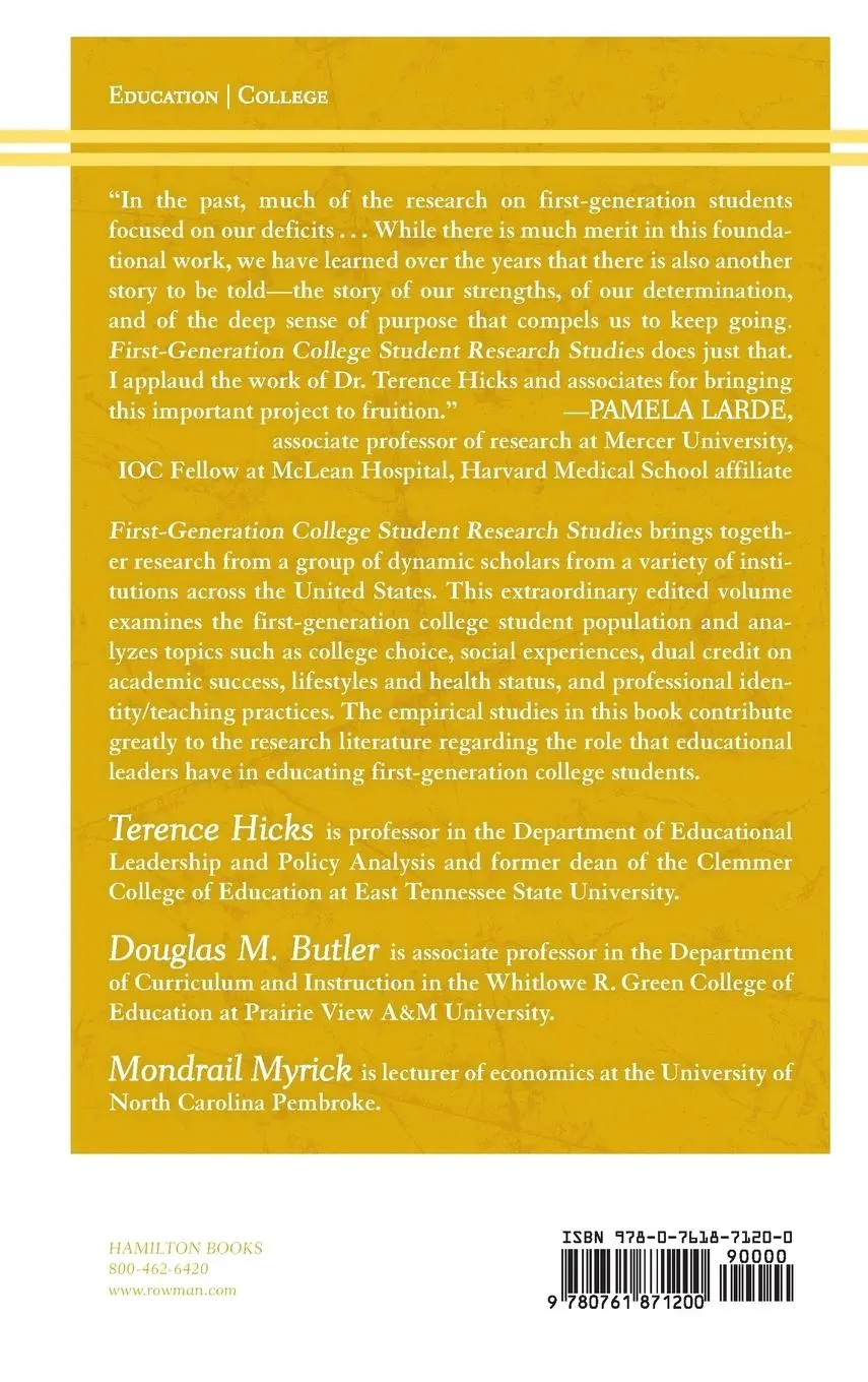 Rückseite: 9780761871200 | First-Generation College Student Research Studies | Hicks (u. a.)