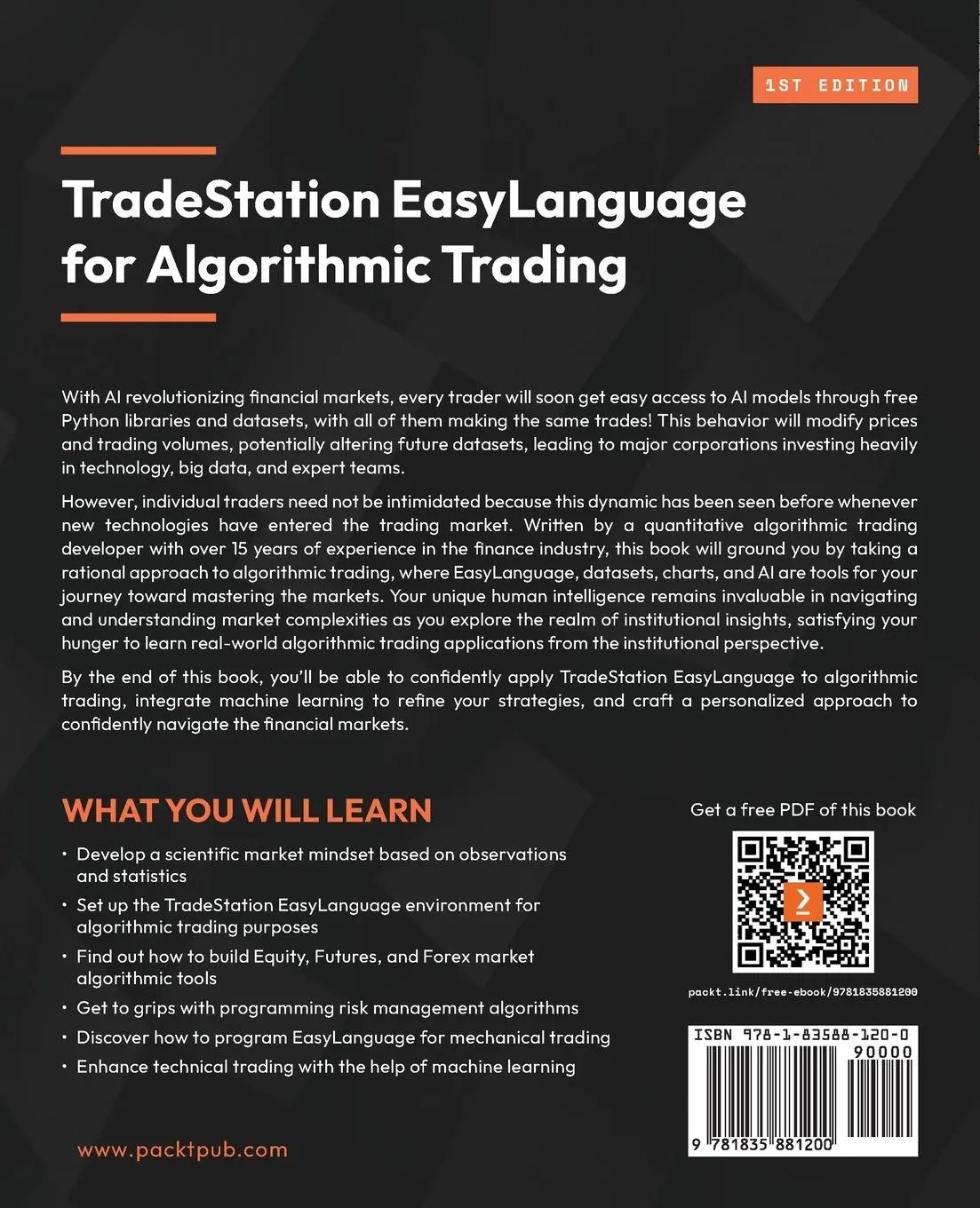 Rückseite: 9781835881200 | TradeStation EasyLanguage for Algorithmic Trading | Domenico D'Errico