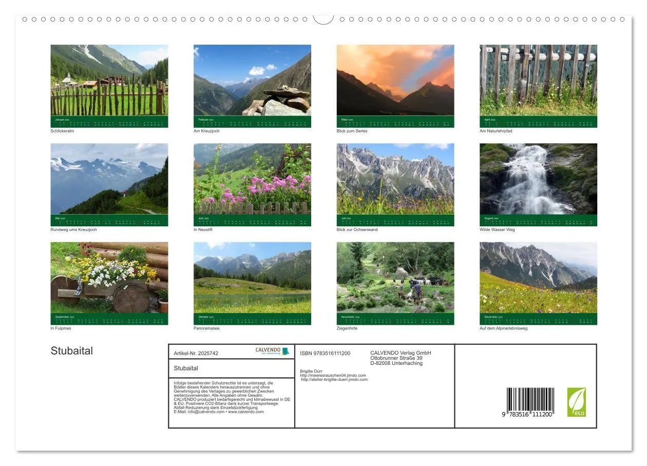 Bild: 9783516111200 | Stubaital (hochwertiger Premium Wandkalender 2026 DIN A2 quer),...