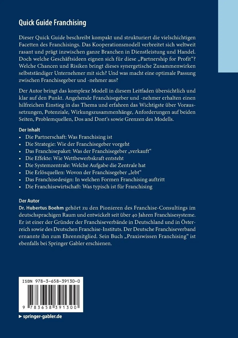 Rückseite: 9783658391300 | Quick Guide Franchising | Hubertus Boehm | Taschenbuch | Quick Guide