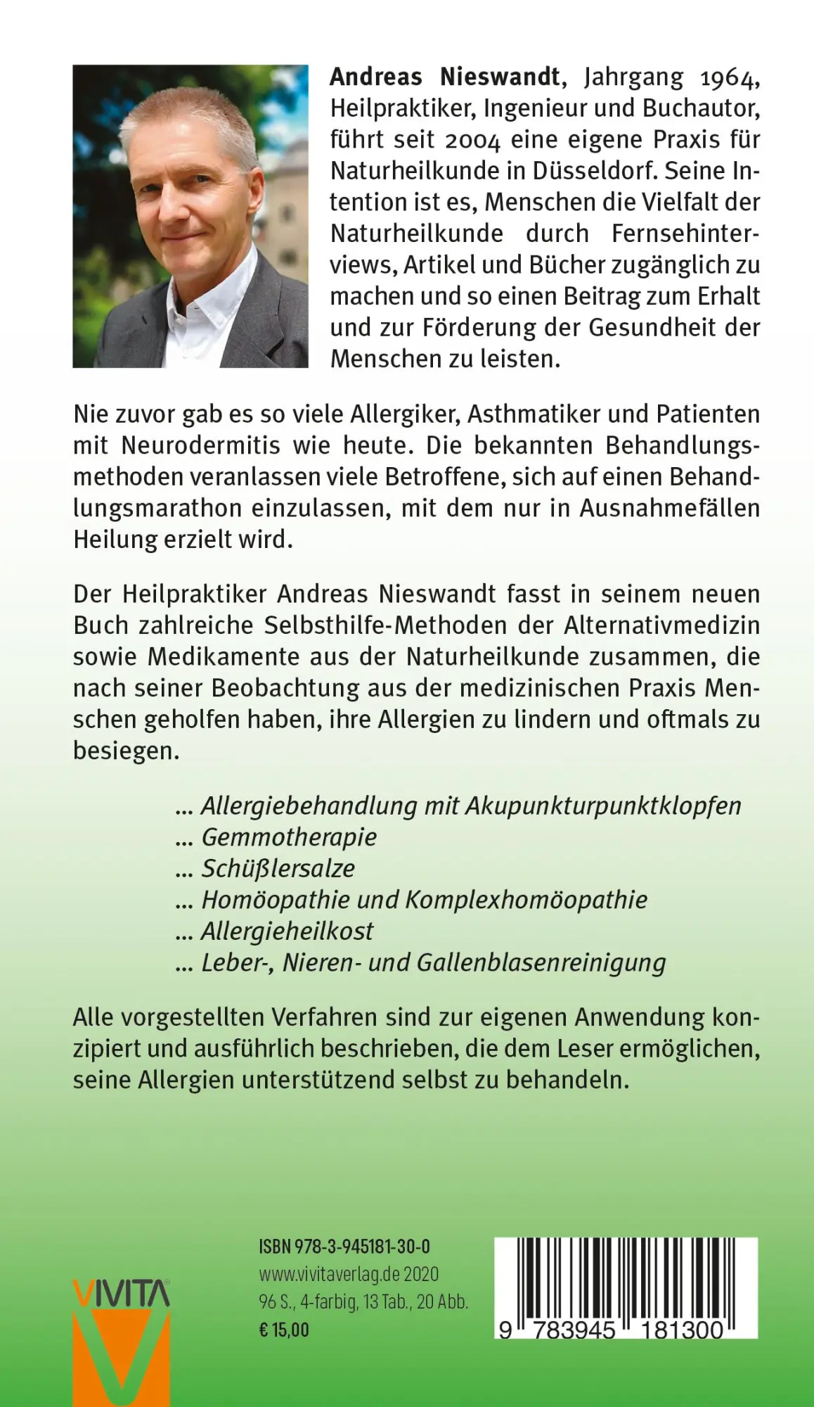 Rückseite: 9783945181300 | Allergien | heile dich | Andreas Nieswandt | Taschenbuch | heile dich