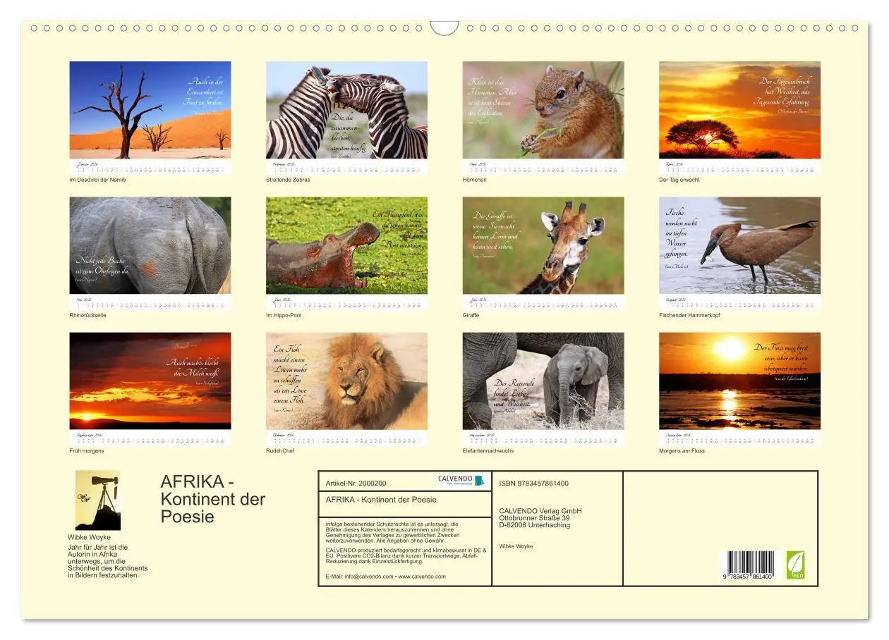 Bild: 9783457861400 | AFRIKA - Kontinent der Poesie (Wandkalender 2026 DIN A2 quer),...