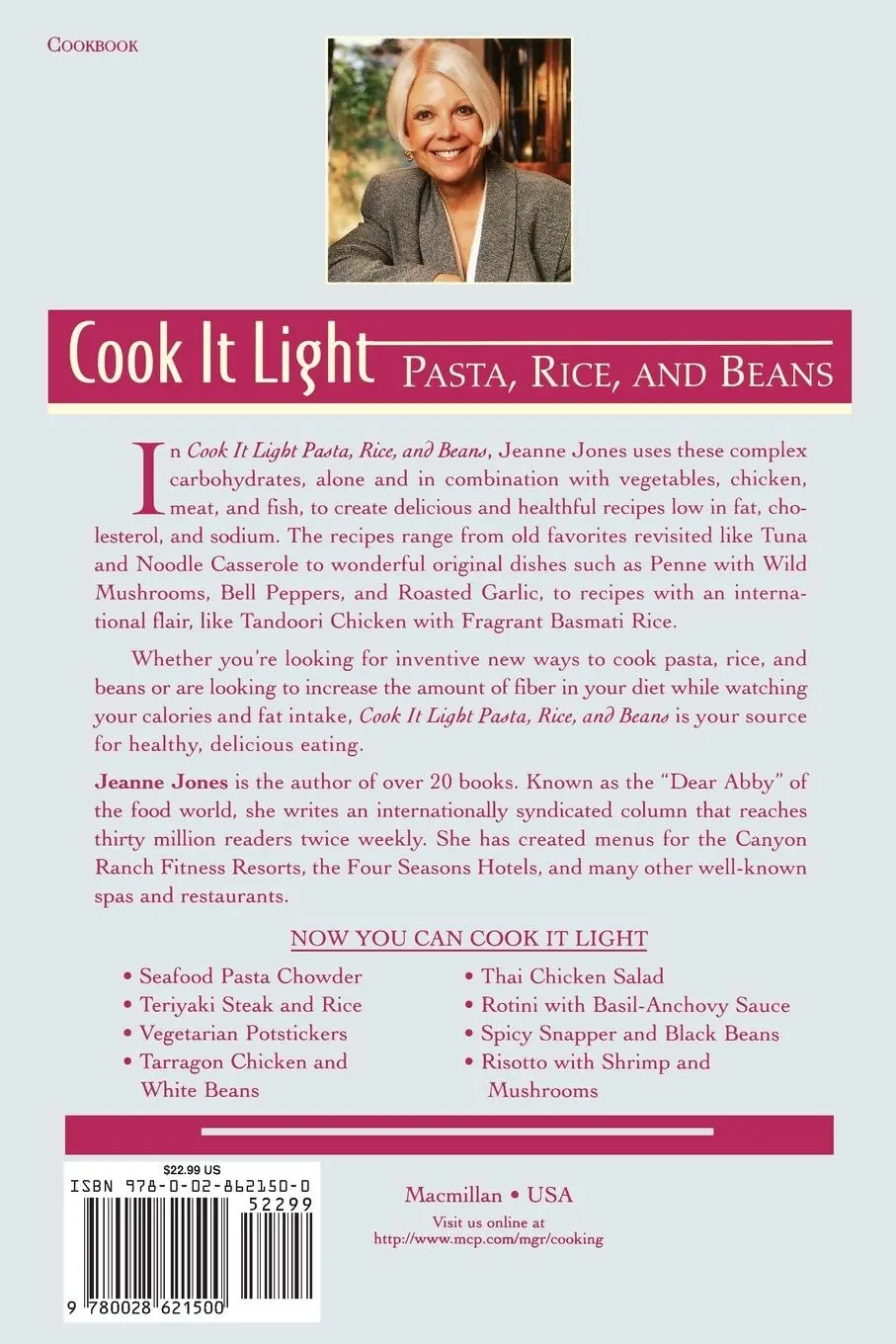 Rückseite: 9780028621500 | Cook It Light Pasta, Rice, and Beans | Jeanne Jones | Taschenbuch