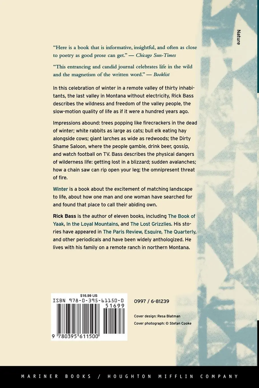 Rückseite: 9780395611500 | Winter | Notes from Montana | Rick Bass | Taschenbuch | Englisch