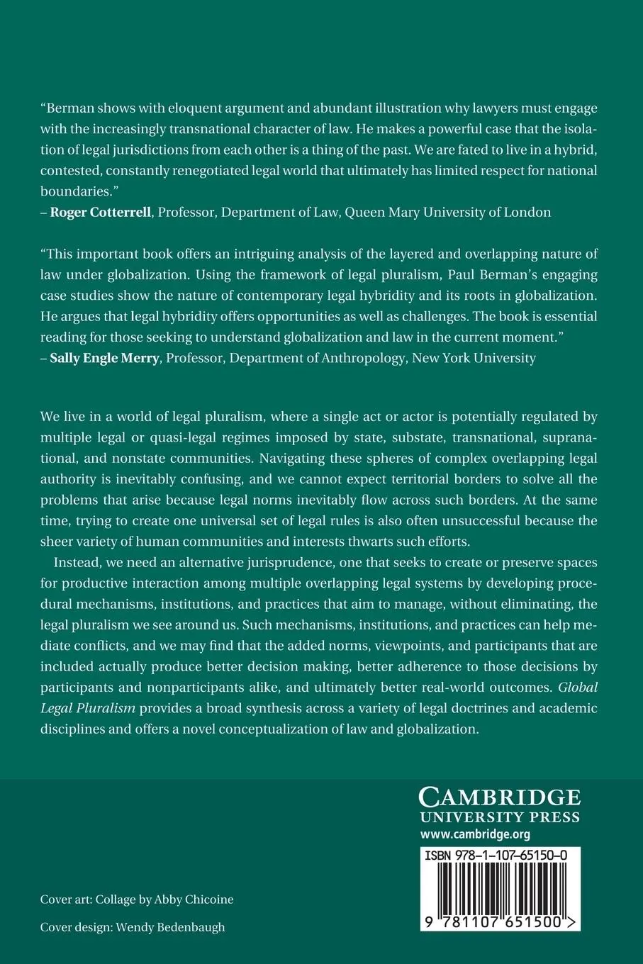 Rückseite: 9781107651500 | Global Legal Pluralism | A Jurisprudence of Law Beyond Borders | Buch