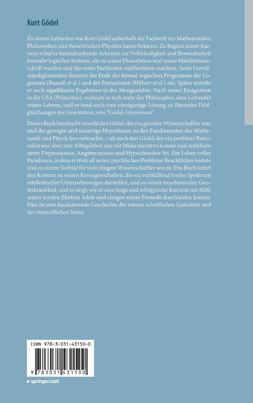Rückseite: 9783031431500 | Kurt Gödel | Metamathematisches Genie | William D. Brewer | Buch