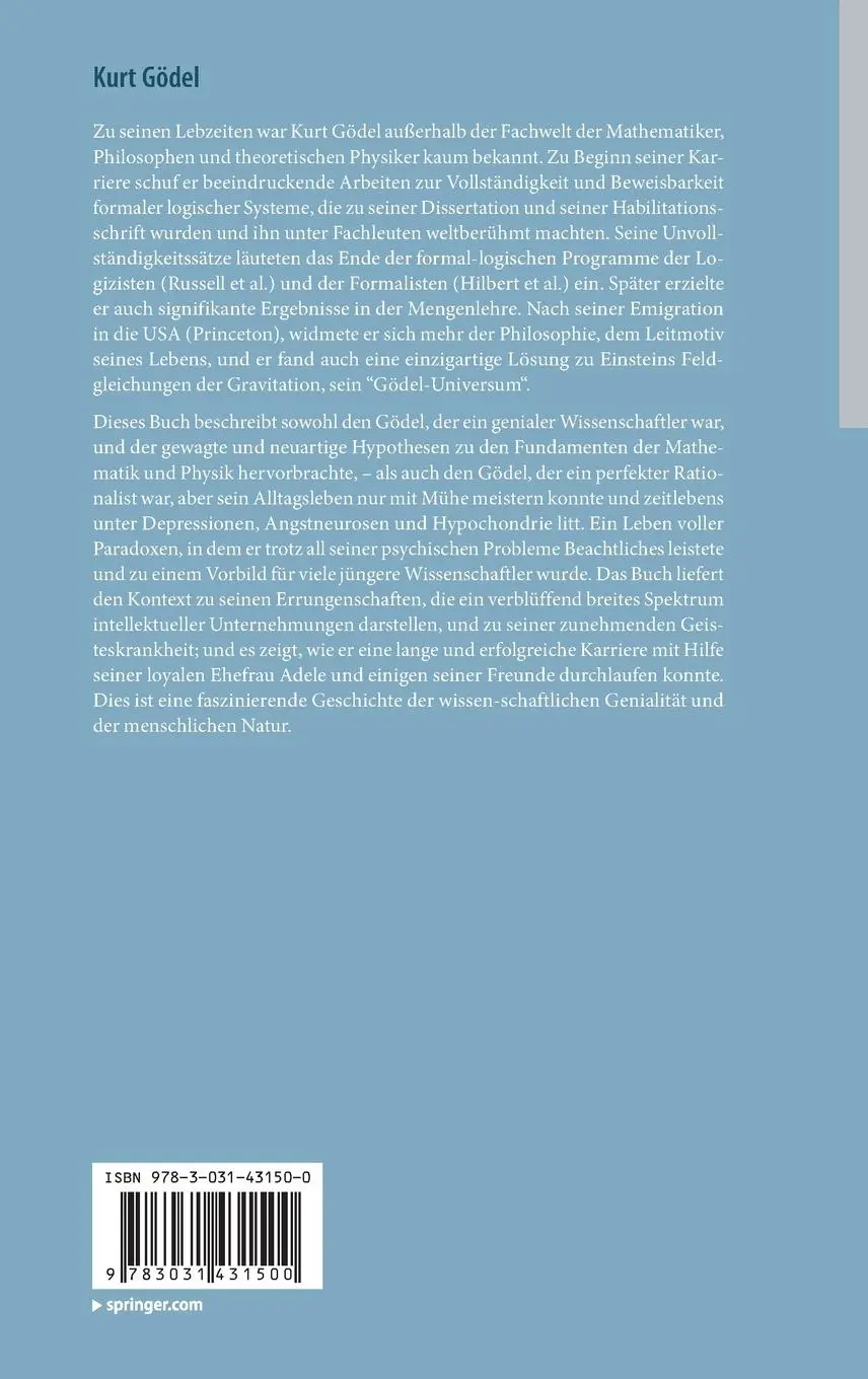 Rückseite: 9783031431500 | Kurt Gödel | Metamathematisches Genie | William D. Brewer | Buch