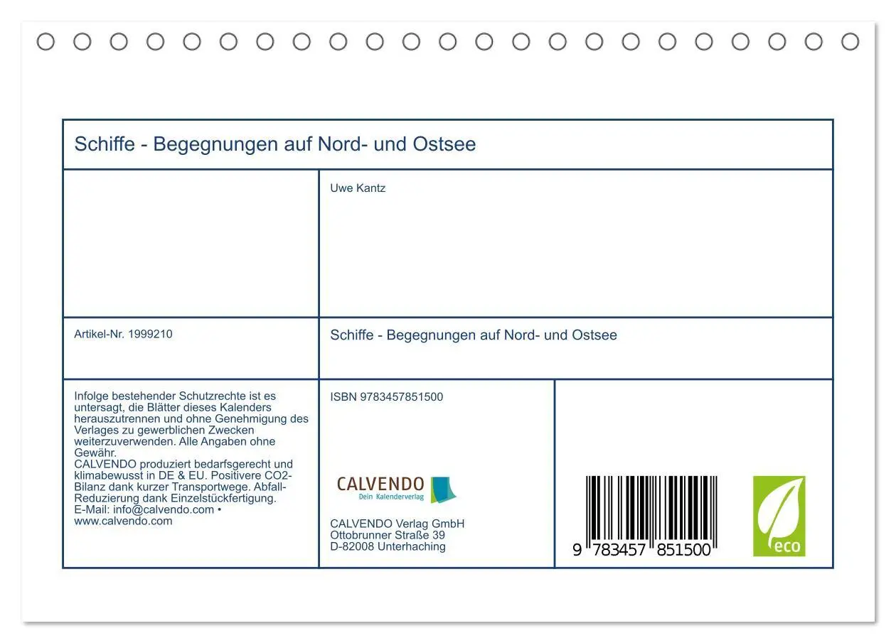 Bild: 9783457851500 | Schiffe - Begegnungen auf Nord- und Ostsee (Tischkalender 2026 DIN...