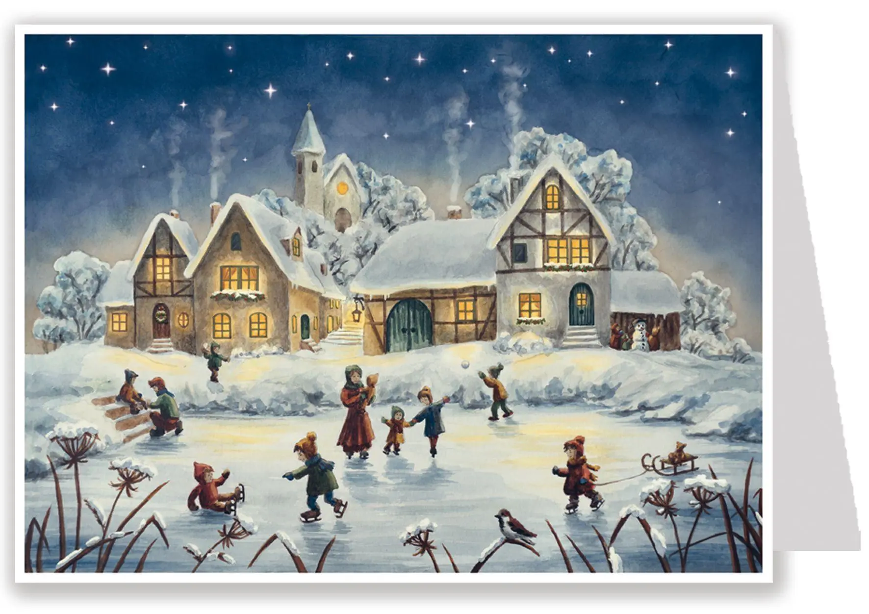 Cover: 4025985401600 | Postkarten-Adventskalender "Eislauffreuden" | Papier-Adventskalender