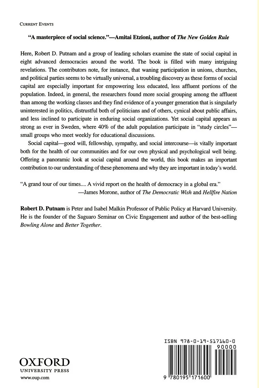 Rückseite: 9780195171600 | Democracies in Flux | Robert D. Putnam | Taschenbuch | Englisch | 2004