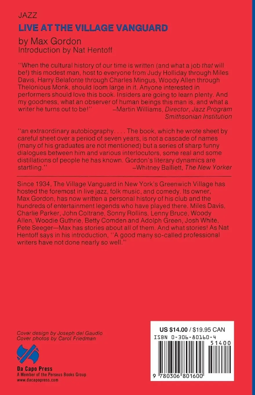 Rückseite: 9780306801600 | Live at the Village Vanguard | Max Gordon | Taschenbuch | Englisch