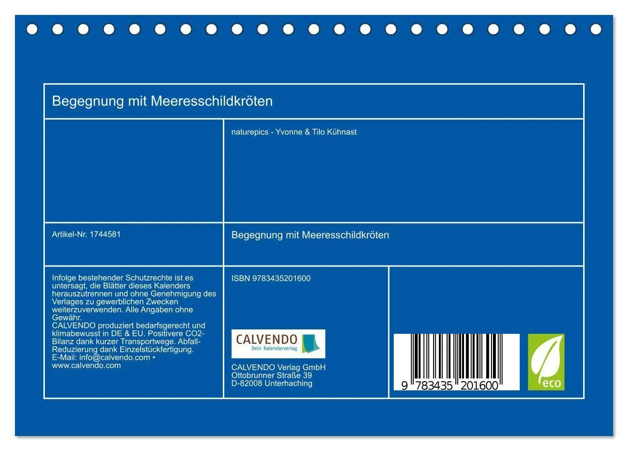 Bild: 9783435201600 | Begegnung mit Meeresschildkröten (Tischkalender 2025 DIN A5 quer),...