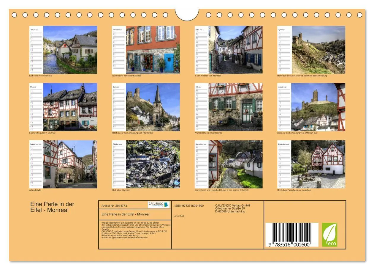 Bild: 9783516001600 | Eine Perle in der Eifel - Monreal (Wandkalender 2026 DIN A4 quer),...