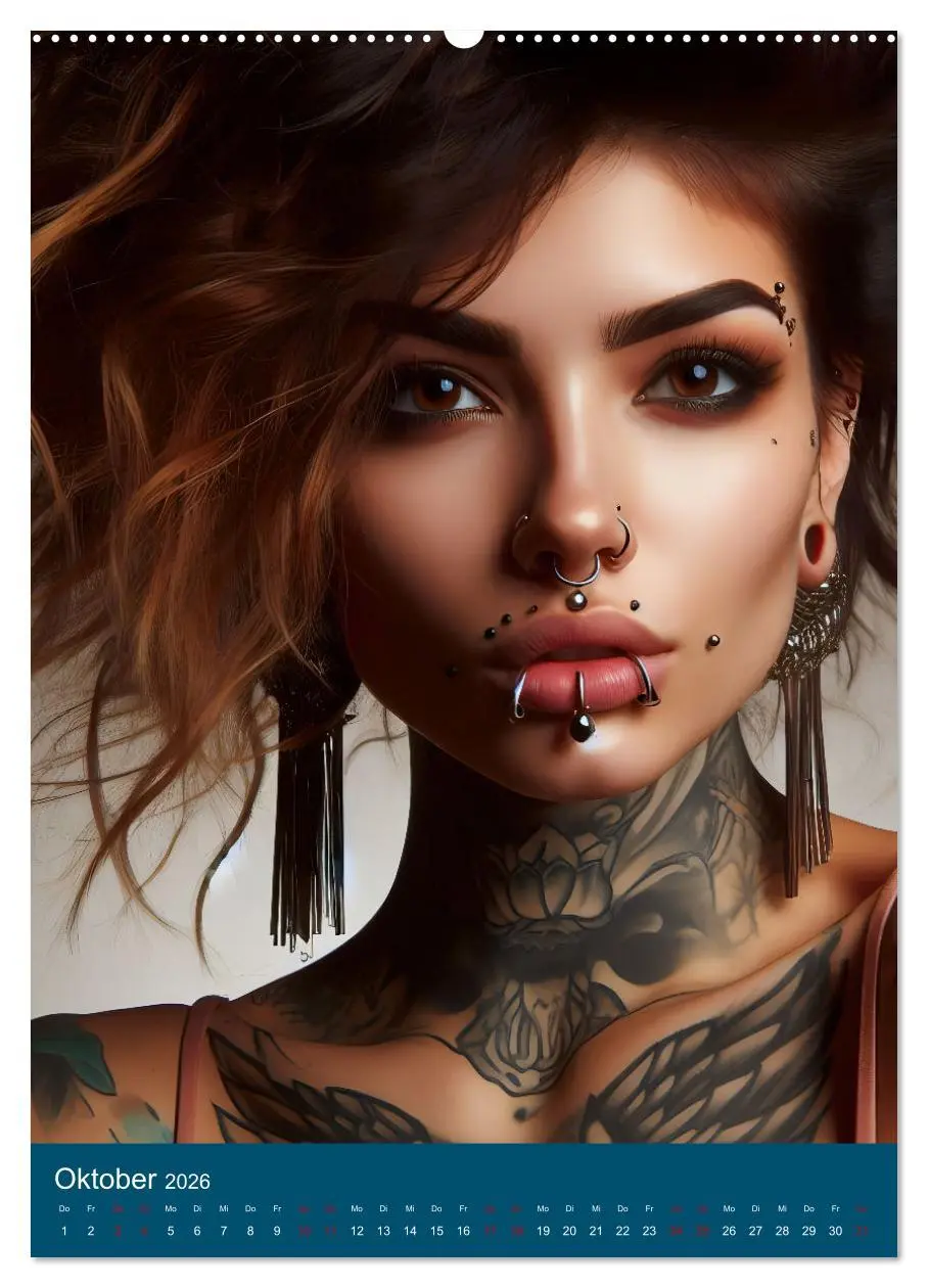 Bild: 9783516241600 | Tattoo und Piercing Women (Wandkalender 2026 DIN A2 hoch), CALVENDO...