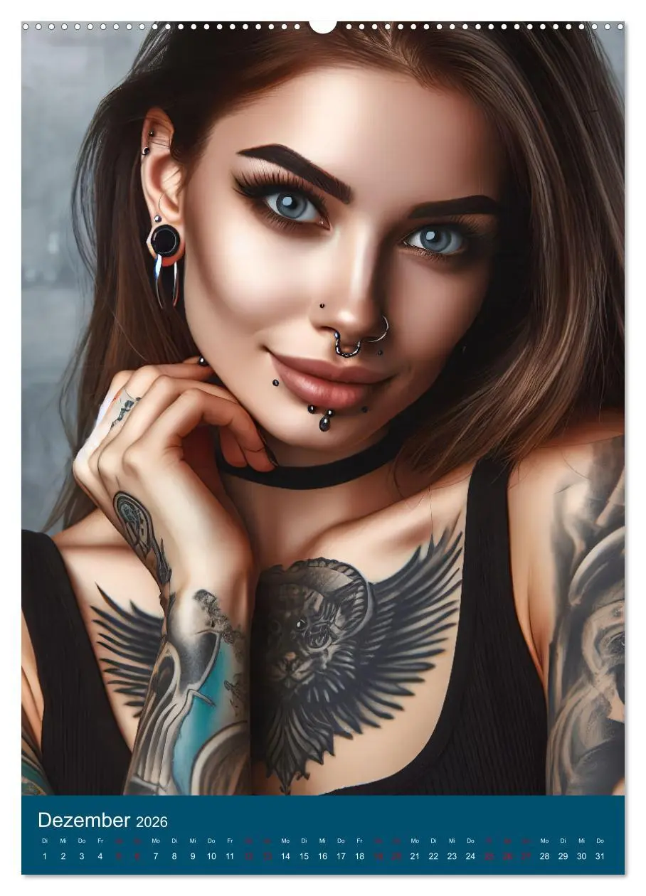 Bild: 9783516241600 | Tattoo und Piercing Women (Wandkalender 2026 DIN A2 hoch), CALVENDO...