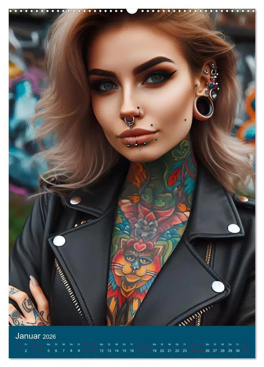Bild: 9783516241600 | Tattoo und Piercing Women (Wandkalender 2026 DIN A2 hoch), CALVENDO...