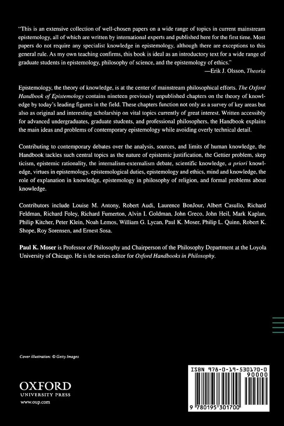 Rückseite: 9780195301700 | The Oxford Handbook of Epistemology | Paul Moser | Taschenbuch | 2005