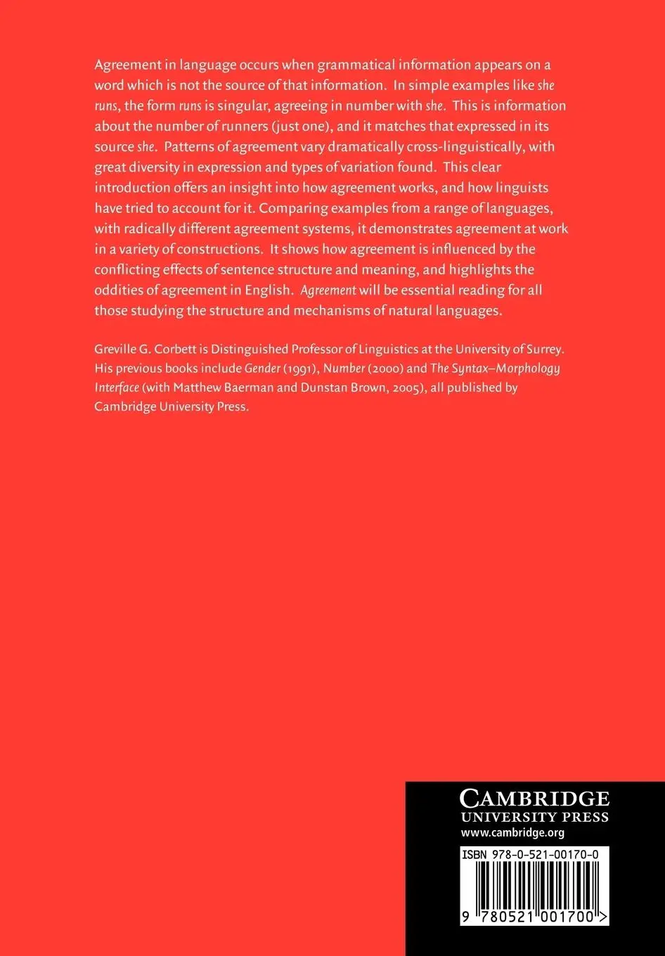 Rückseite: 9780521001700 | Agreement | Greville G. Corbett | Taschenbuch | Englisch | 2008