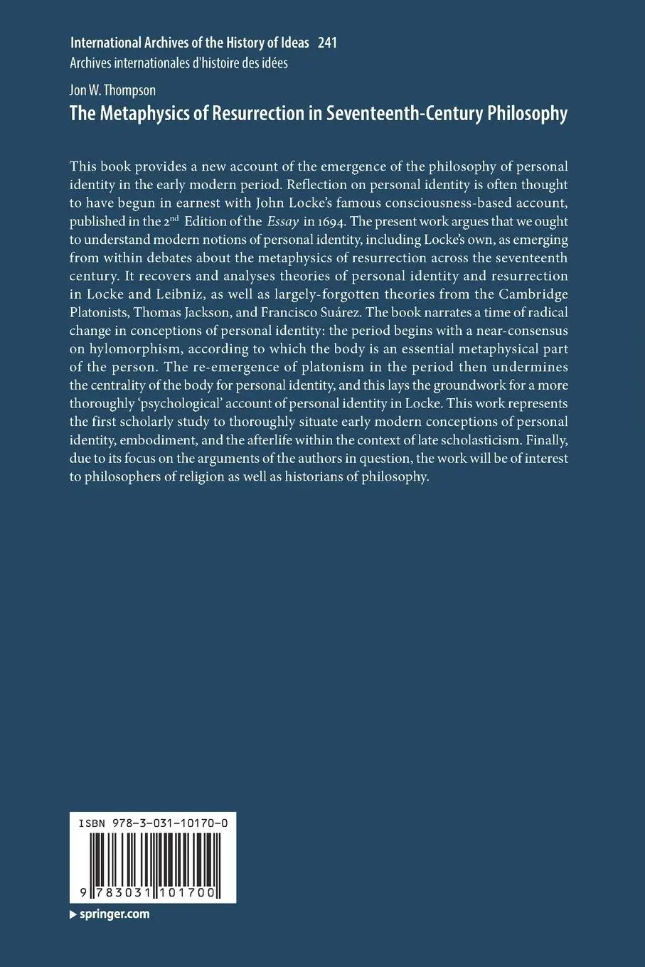 Rückseite: 9783031101700 | The Metaphysics of Resurrection in Seventeenth-Century Philosophy | xi