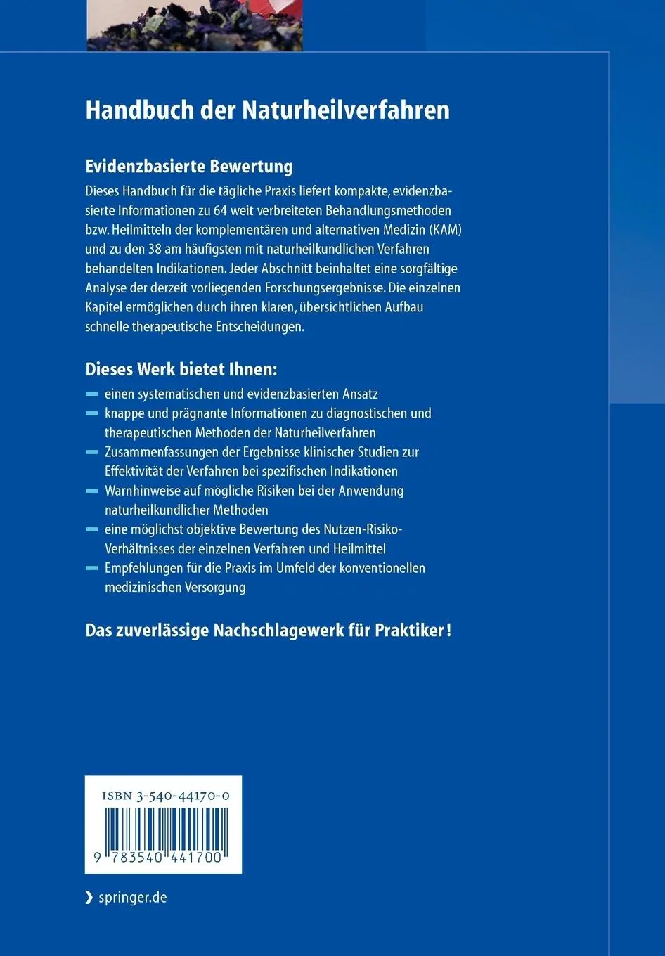 Rückseite: 9783540441700 | Praxis Naturheilverfahren | Evidenzbasierte Komplementärmedizin | Buch