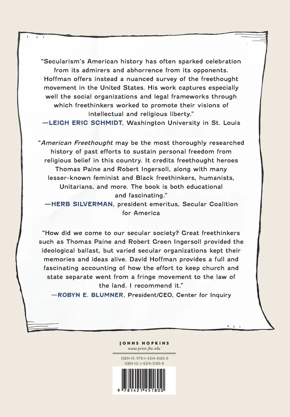 Rückseite: 9781421451800 | American Freethought | The History of a Social Movement, 1794-1948