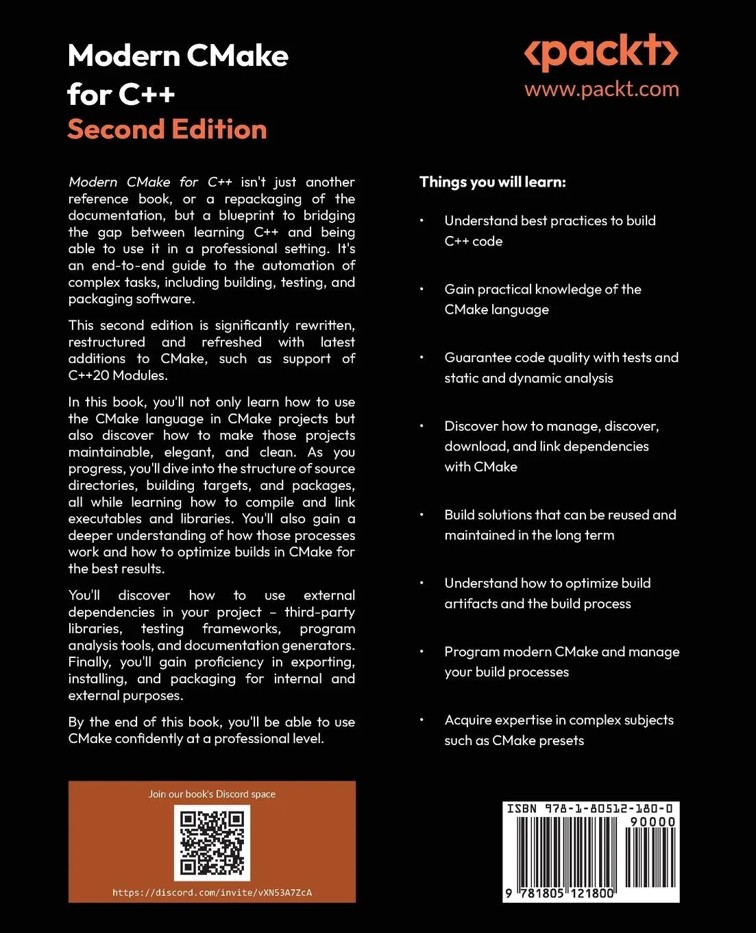 Rückseite: 9781805121800 | Modern CMake for C++ - Second Edition | Rafa¿ ¿Widzi¿Ski | Taschenbuch