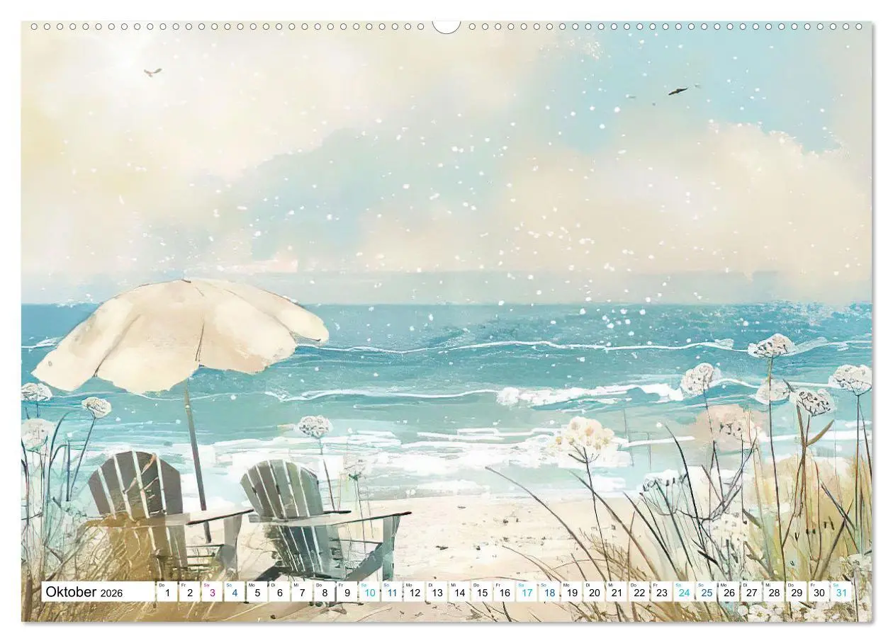 Bild: 9783457371800 | Strandträume in Aquarell (Wandkalender 2026 DIN A2 quer), CALVENDO...
