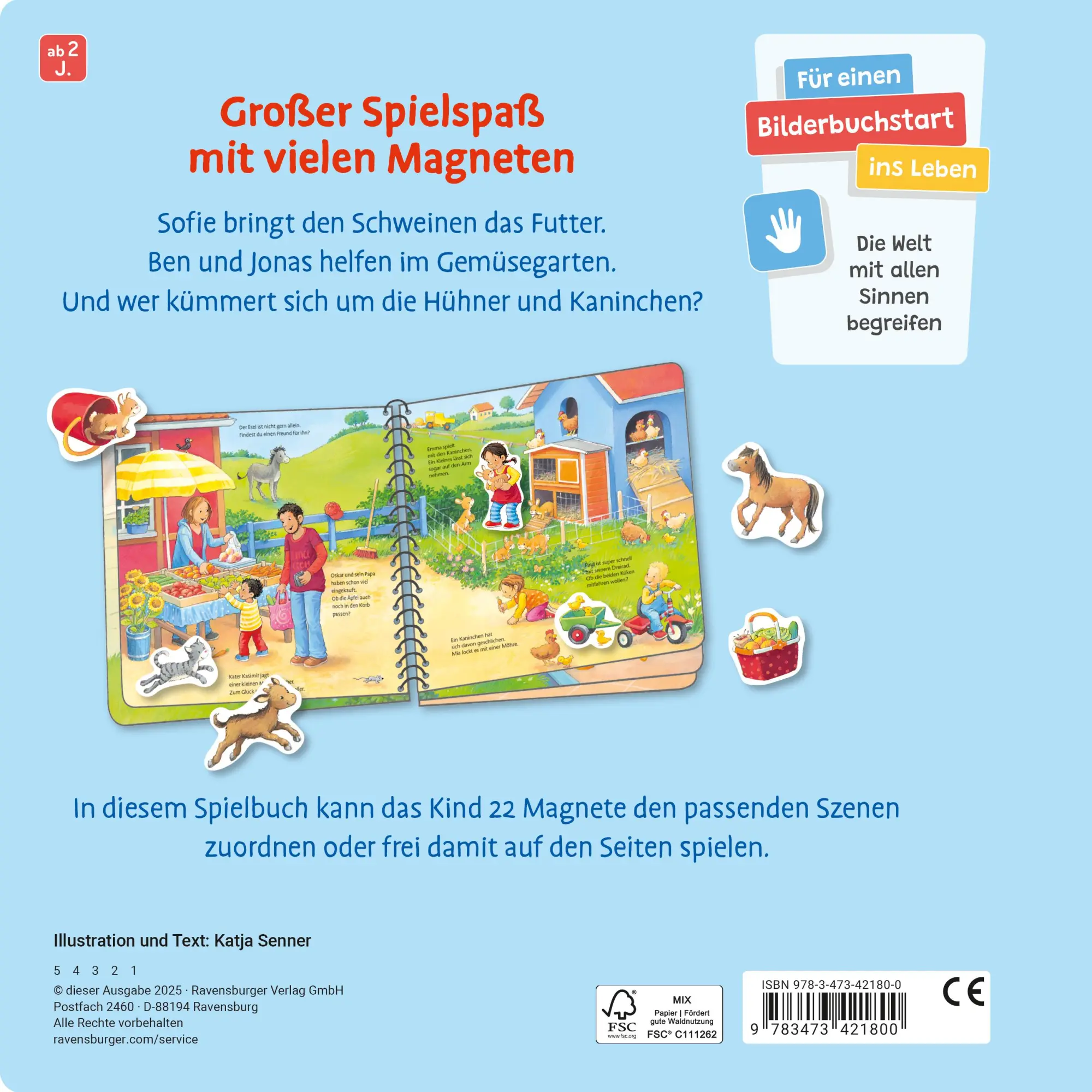 Rückseite: 9783473421800 | Mein großes Magnetbuch - Was gehört wohin? Auf dem Bauernhof | Senner