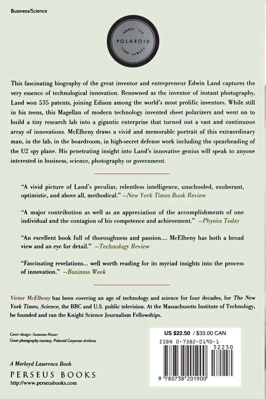 Rückseite: 9780738201900 | Insisting on the Impossible | The Life of Edwin Land | Mcelheny | Buch