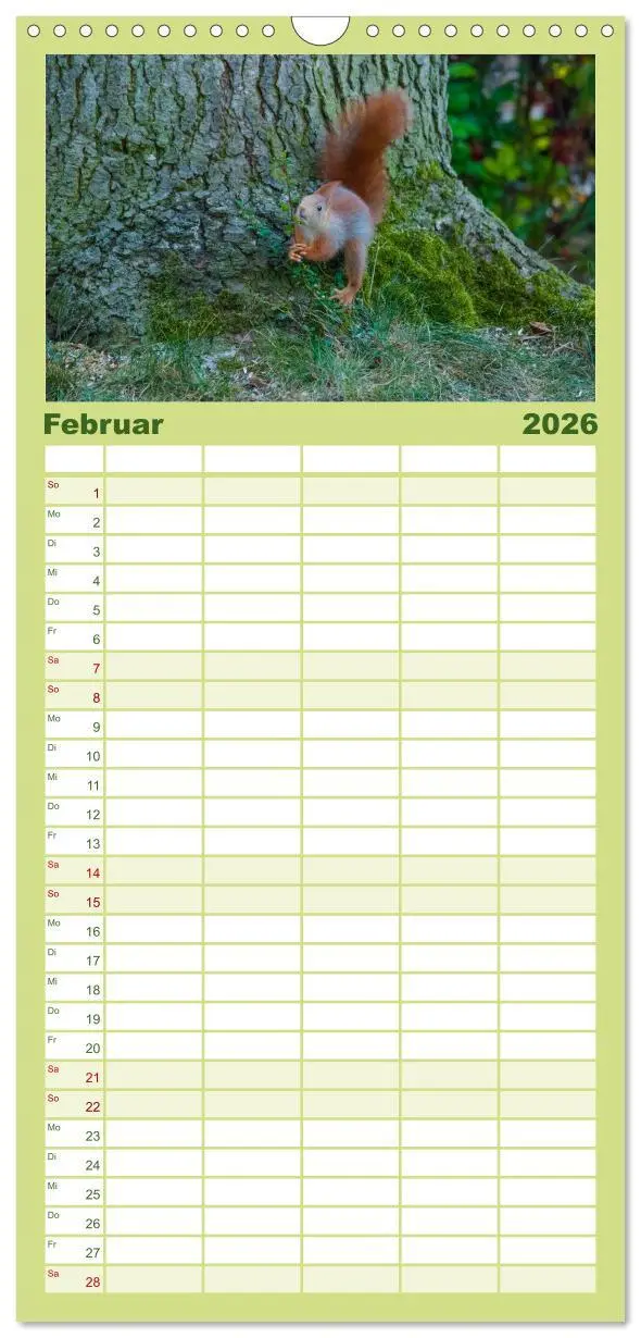 Bild: 9783516521900 | Familienplaner 2026 - Spaß mit Eichhörnchen-Kindern mit 5 Spalten...