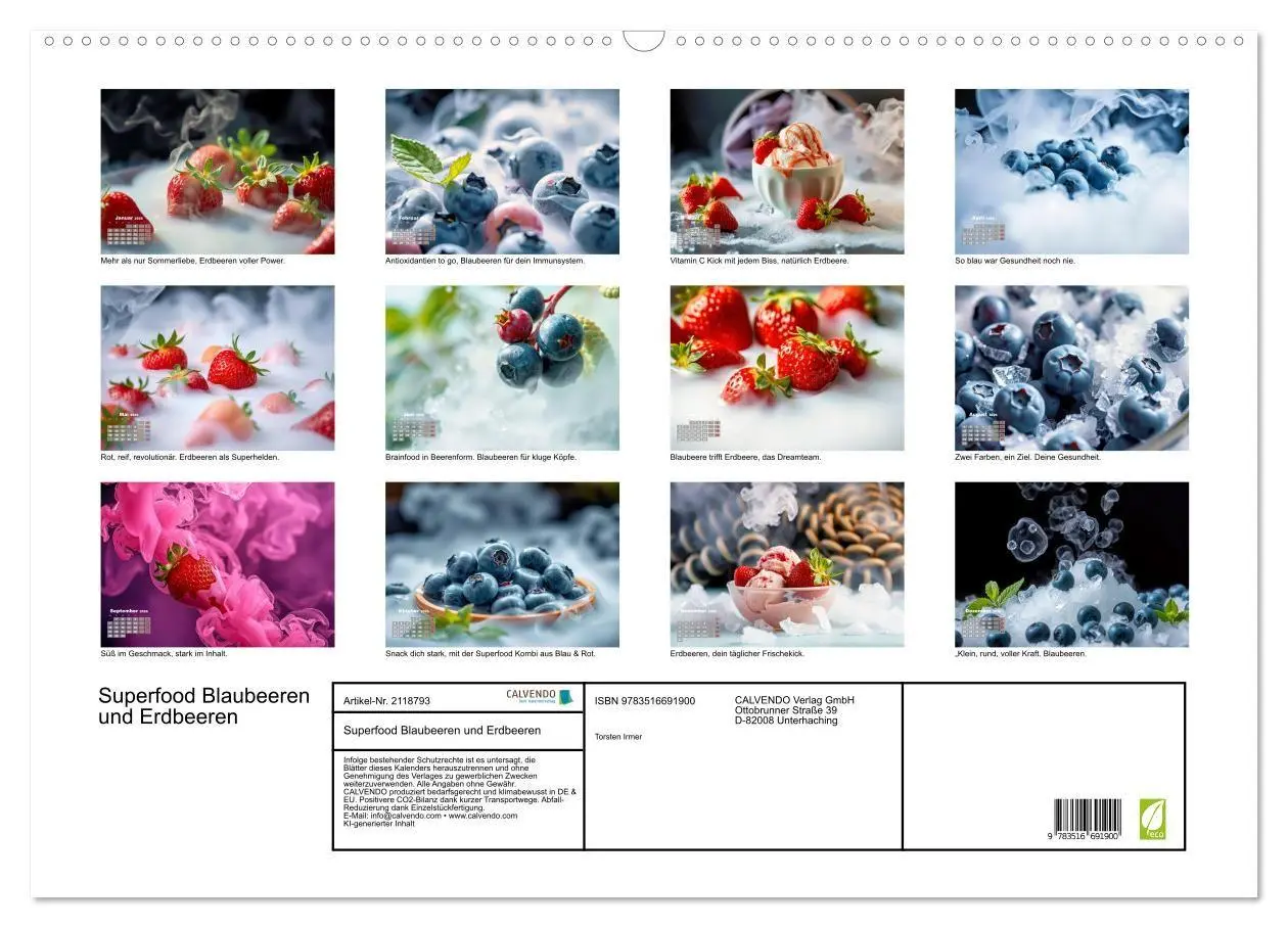Bild: 9783516691900 | Superfood Blaubeeren und Erdbeeren (Wandkalender 2026 DIN A2 quer),...
