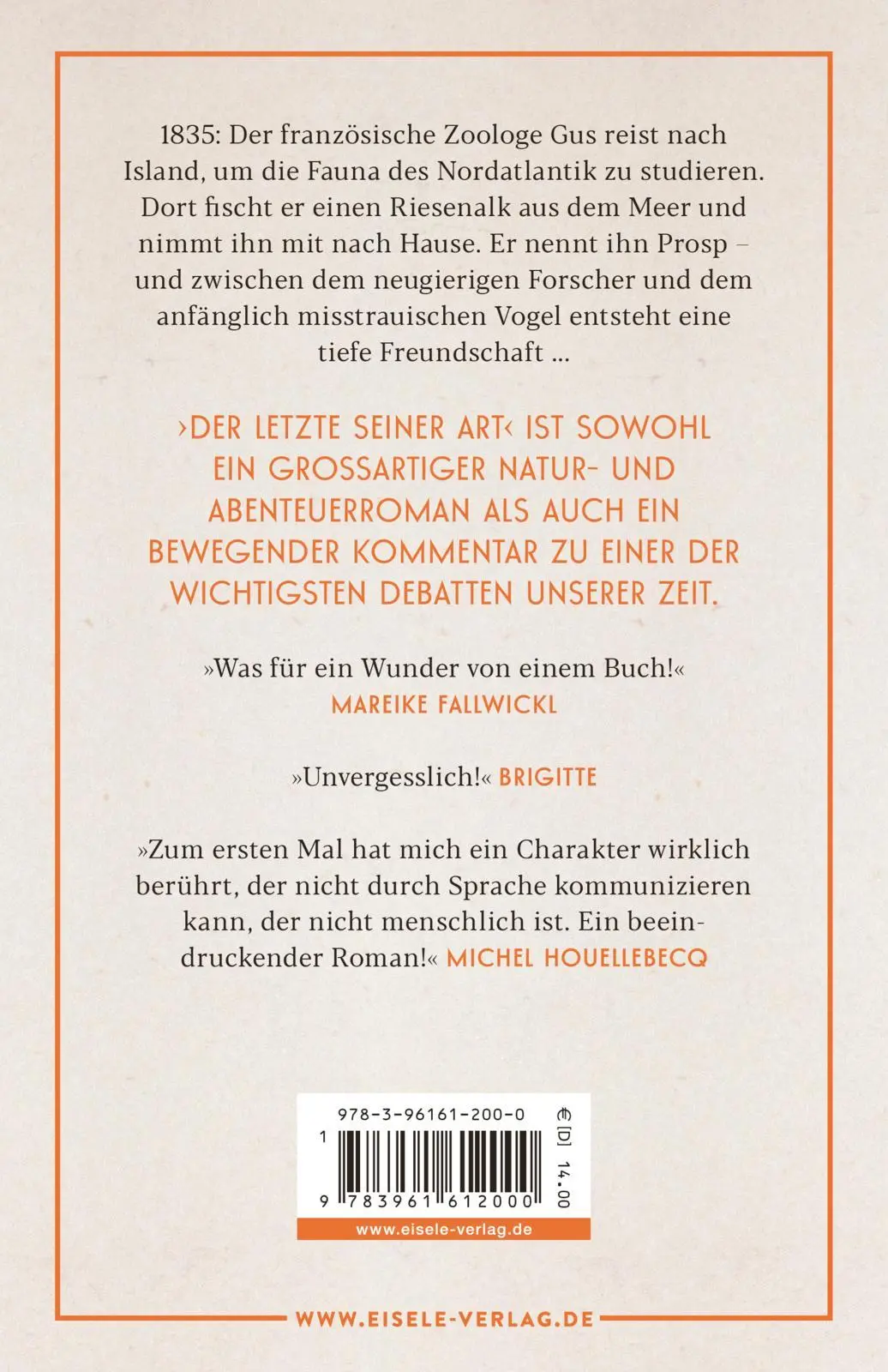 Rückseite: 9783961612000 | Der Letzte seiner Art | Sibylle Grimbert | Taschenbuch | 256 S. | 2024